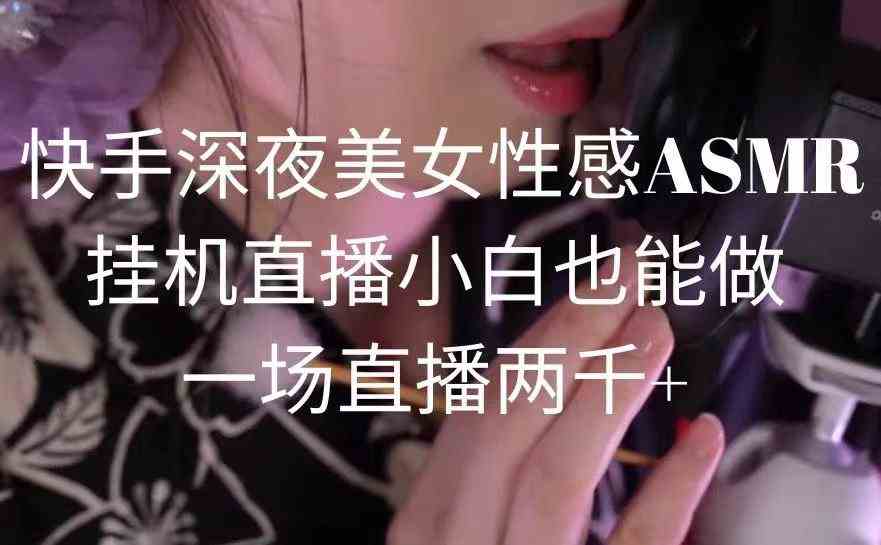 快手深夜美女性感ASMR挂机直播，小白也能做，一场直播两千+-分享互联网最新创业兼职副业项目凌云网创