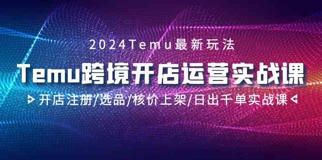 2024Temu跨境开店运营实战课，开店注册/选品/核价上架/日出千单实战课-分享互联网最新创业兼职副业项目凌云网创