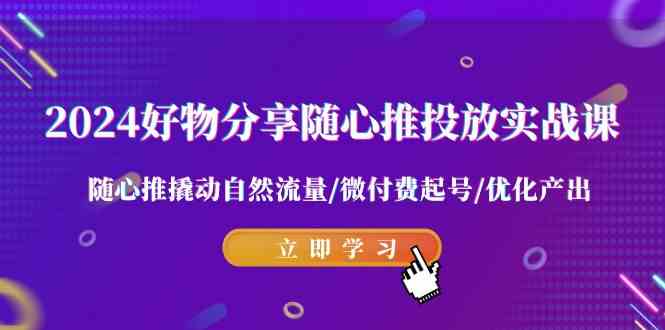 2024好物分享-随心推投放实战课 随心推撬动自然流量/微付费起号/优化产出-分享互联网最新创业兼职副业项目凌云网创