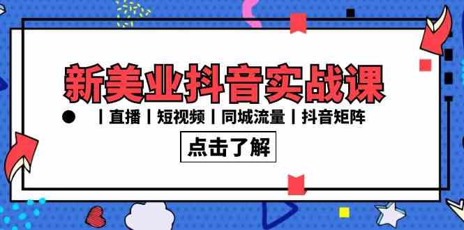 新美业抖音实战课丨直播丨短视频丨同城流量丨抖音矩阵（30节课）-分享互联网最新创业兼职副业项目凌云网创