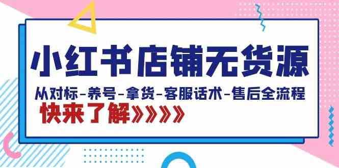 小红书店铺无货源：从对标-养号-拿货-客服话术-售后全流程（20节课）-分享互联网最新创业兼职副业项目凌云网创