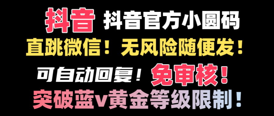 抖音二维码直跳微信技术！站内随便发不违规！！-分享互联网最新创业兼职副业项目凌云网创