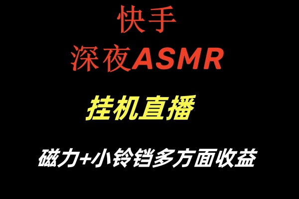 快手深夜ASMR挂机直播磁力+小铃铛多方面收益-分享互联网最新创业兼职副业项目凌云网创