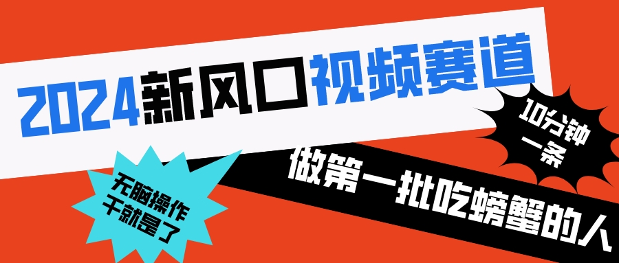 2024新风口视频赛道 做第一批吃螃蟹的人 10分钟一条原创视频 小白无脑操作1-分享互联网最新创业兼职副业项目凌云网创