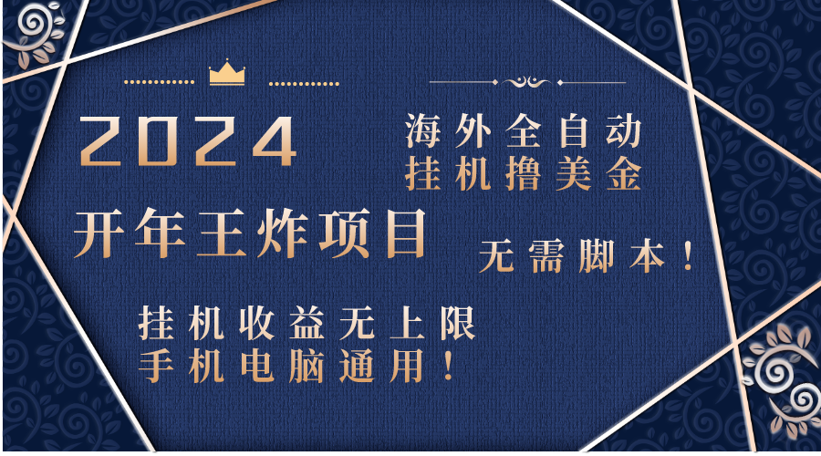 2024海外全自动挂机撸美金项目！手机电脑均可，无需脚本，收益无上限！-分享互联网最新创业兼职副业项目凌云网创