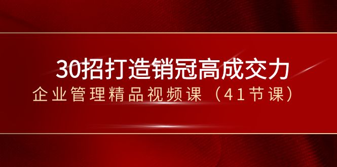 30招-打造销冠高成交力-企业管理精品视频课（41节课）-分享互联网最新创业兼职副业项目凌云网创