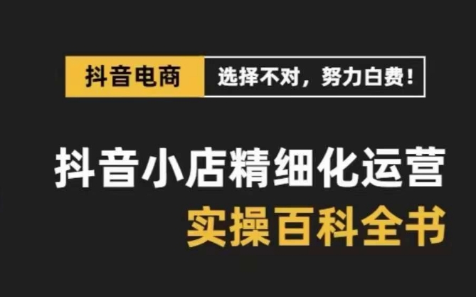 抖音小店 精细化运营-百科全书，保姆级运营实战讲解（28节课）-分享互联网最新创业兼职副业项目凌云网创