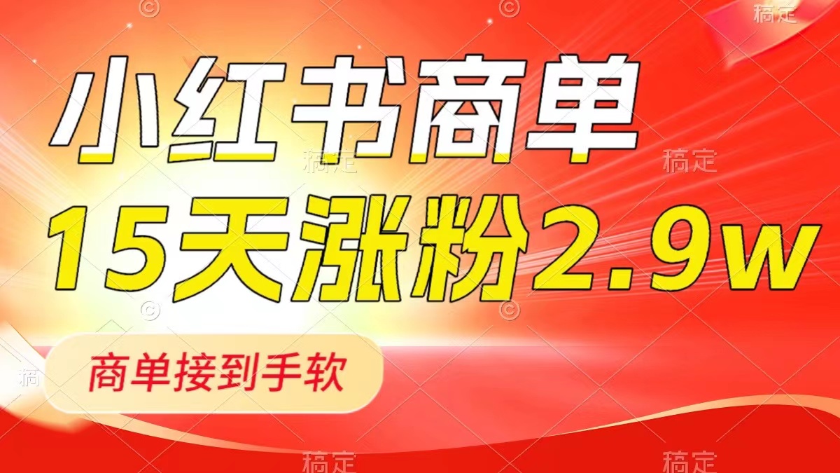 小红书商单最新玩法，新号15天2.9w粉，商单接到手软，1分钟一篇笔记-分享互联网最新创业兼职副业项目凌云网创