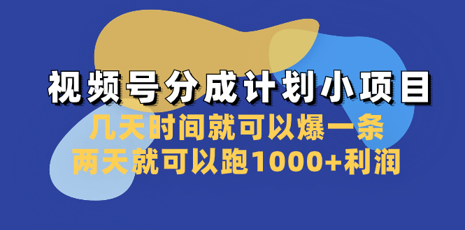 视频号分成计划小项目：几天时间就可以爆一条，两天就可以跑1000+利润-分享互联网最新创业兼职副业项目凌云网创