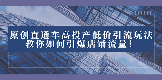 2023直通车高投产低价引流玩法，教你如何引爆店铺流量！-分享互联网最新创业兼职副业项目凌云网创