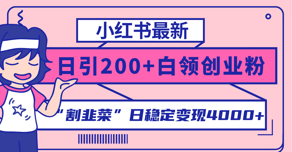 小红书最新日引200+创业粉”割韭菜“日稳定变现4000+实操教程！-分享互联网最新创业兼职副业项目凌云网创