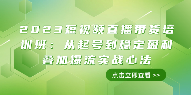 2023短视频直播带货培训班：从起号到稳定盈利叠加爆流实战心法（11节课）-分享互联网最新创业兼职副业项目凌云网创