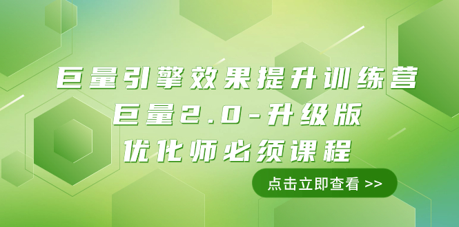 巨量引擎·效果提升训练营：巨量2.0-升级版，优化师必须课程（111节课）-分享互联网最新创业兼职副业项目凌云网创