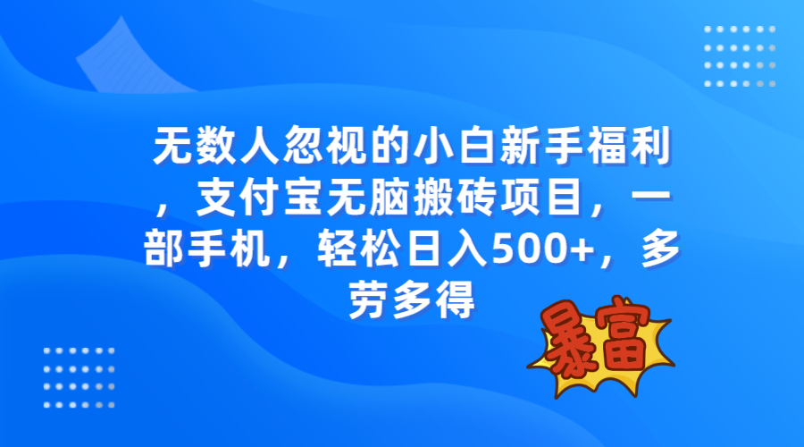 无数人忽视的项目，支付宝无脑搬砖项目，一部手机即可操作，轻松日入500+-分享互联网最新创业兼职副业项目凌云网创