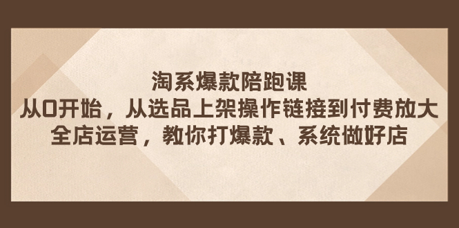 淘系爆款陪跑课 从选品上架操作链接到付费放大 全店运营 打爆款 系统做好店-分享互联网最新创业兼职副业项目凌云网创