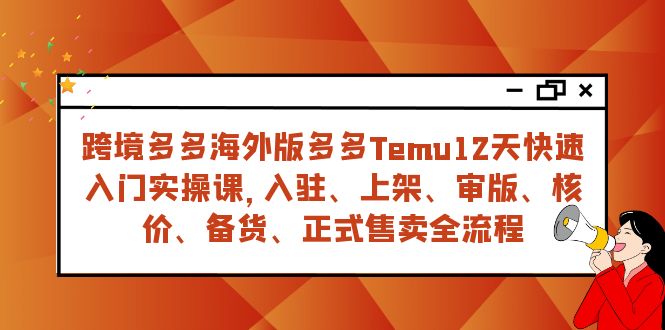 跨境多多海外版多多Temu12天快速入门实战课，从入驻 上架到正式售卖全流程-分享互联网最新创业兼职副业项目凌云网创