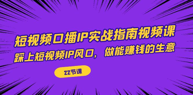 短视频口播IP实战指南视频课，踩上短视频IP风口，做能赚钱的生意（22节课）-分享互联网最新创业兼职副业项目凌云网创