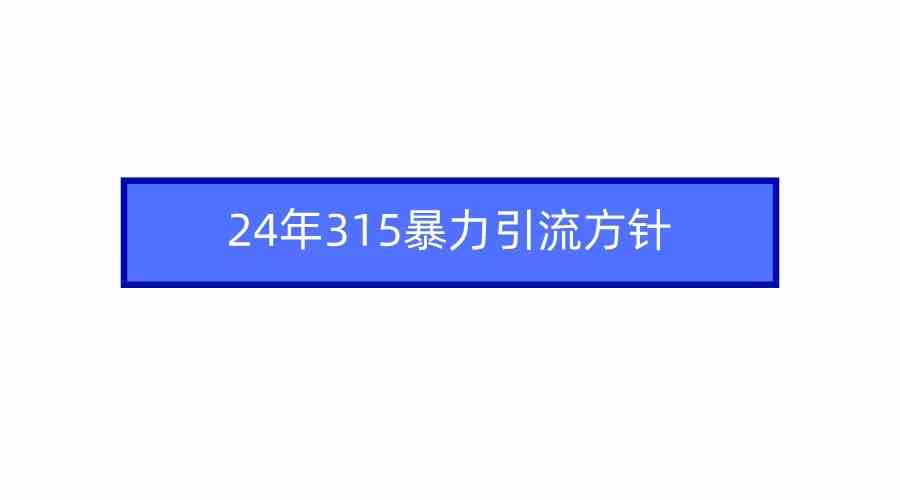 2024年315暴力引流方针-分享互联网最新创业兼职副业项目凌云网创