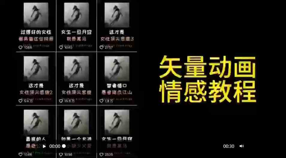 矢量动画情感教程：高点赞涨粉，适合情感、思维、创业教育等赛道-分享互联网最新创业兼职副业项目凌云网创