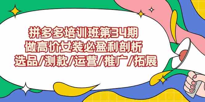 拼多多培训班第34期：做高价女装必盈利剖析  选品/测款/运营/推广/拓展-分享互联网最新创业兼职副业项目凌云网创