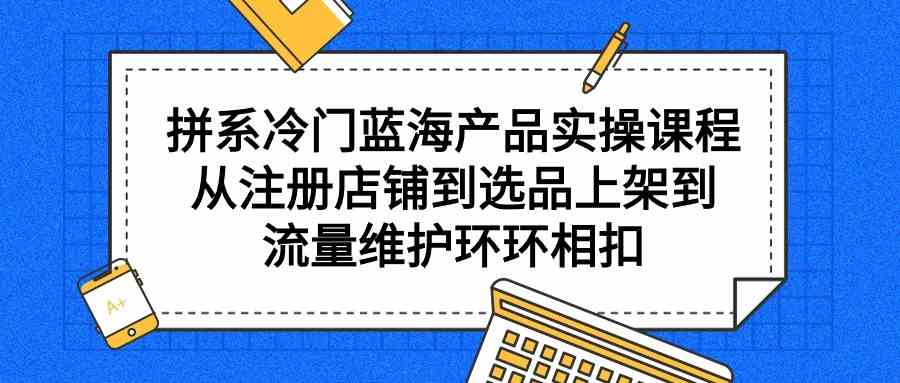 拼系冷门蓝海产品实操课程，从注册店铺到选品上架到流量维护环环相扣-分享互联网最新创业兼职副业项目凌云网创