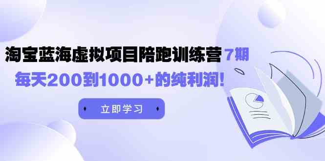 黄岛主《淘宝蓝海虚拟项目陪跑训练营7期》每天200到1000+的纯利润-分享互联网最新创业兼职副业项目凌云网创