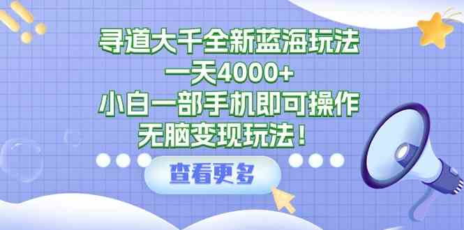 寻道大千全新蓝海玩法，一天4000+，小白一部手机即可操作，无脑变现玩法！-分享互联网最新创业兼职副业项目凌云网创