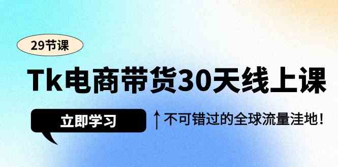 Tk电商带货30天线上课，不可错过的全球流量洼地（29节课）-分享互联网最新创业兼职副业项目凌云网创