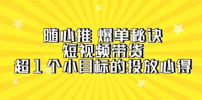 随心推 爆单秘诀，短视频带货-超1个小目标的投放心得（7节视频课）-分享互联网最新创业兼职副业项目凌云网创