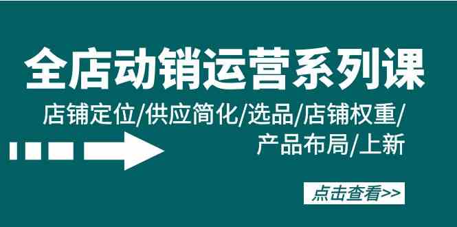 全店·动销运营系列课：店铺定位/供应简化/选品/店铺权重/产品布局/上新-分享互联网最新创业兼职副业项目凌云网创