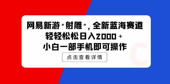 网易新游 射雕 全新蓝海赛道，轻松日入2000＋小白一部手机即可操作-分享互联网最新创业兼职副业项目凌云网创