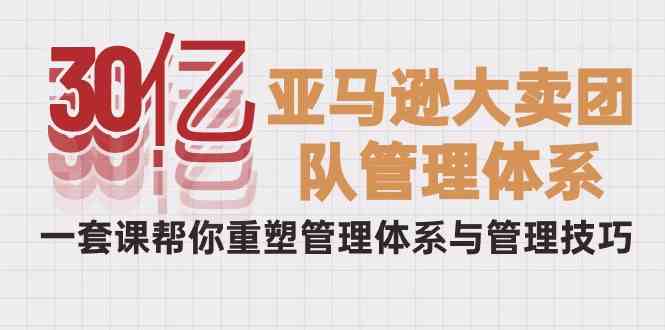 30亿-亚马逊大卖团队管理体系，一套课帮你重塑管理体系与管理技巧-分享互联网最新创业兼职副业项目凌云网创