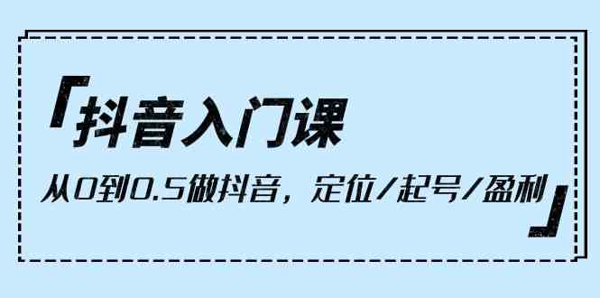 抖音入门课，从0到0.5做抖音，定位/起号/盈利（9节课）-分享互联网最新创业兼职副业项目凌云网创