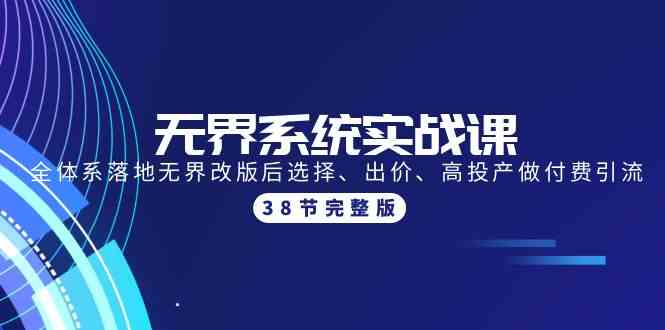 无界系统实战课：全体系落地无界改版后选择、出价、高投产做付费引流-38节-分享互联网最新创业兼职副业项目凌云网创