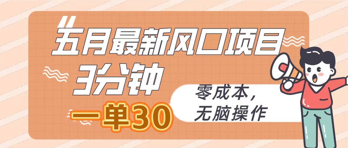 五月最新风口项目，3分钟一单30，零成本，无脑操作-分享互联网最新创业兼职副业项目凌云网创