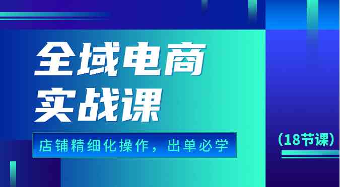 全域电商实战课，个人店铺精细化操作流程，出单必学内容（18节课）-分享互联网最新创业兼职副业项目凌云网创