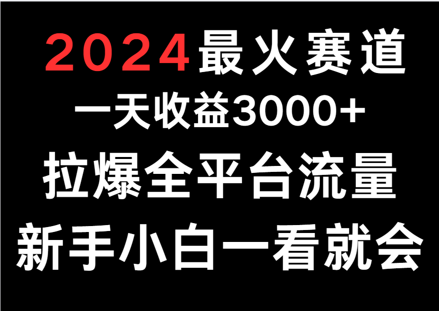 2024最火赛道，一天收一3000+.拉爆全平台流量，新手小白一看就会-分享互联网最新创业兼职副业项目凌云网创