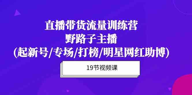 直播带货流量特训营，野路子主播(起新号/专场/打榜/明星网红助博)-分享互联网最新创业兼职副业项目凌云网创